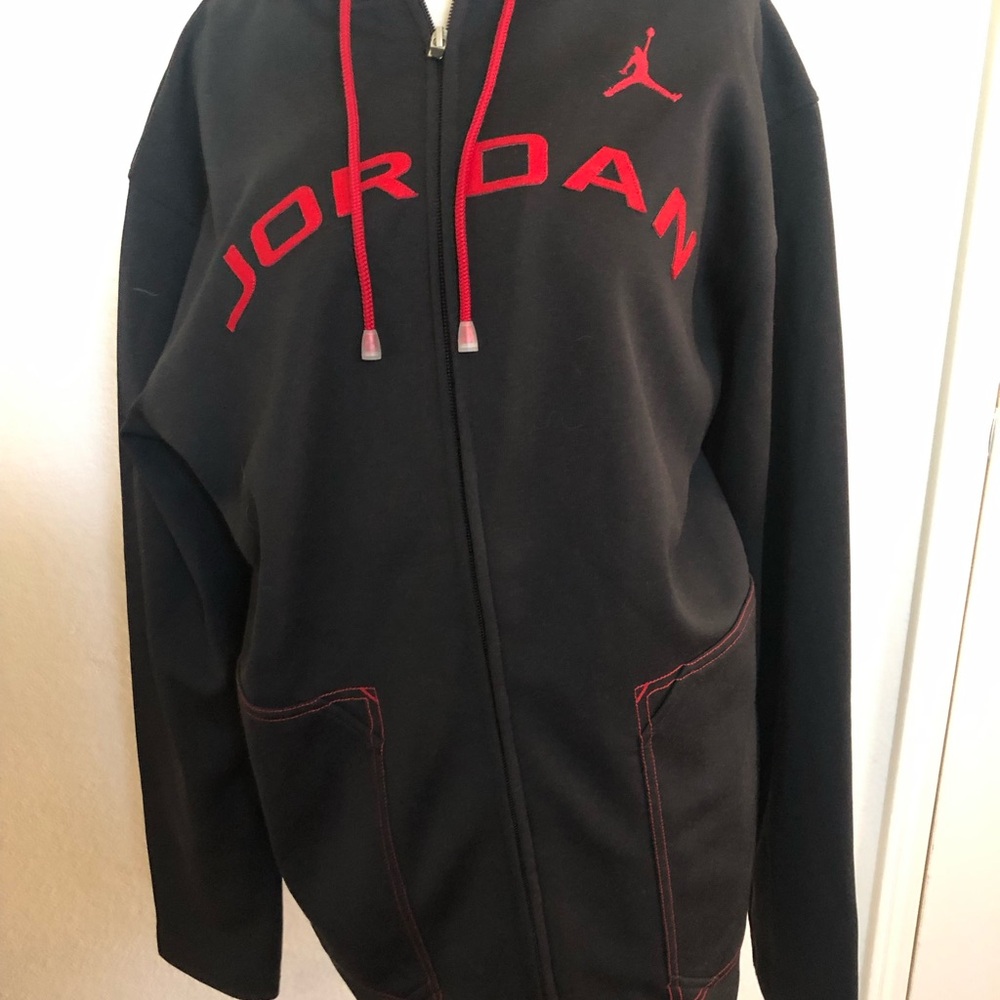Jordan Zip-Up Hoodie in Black and Red